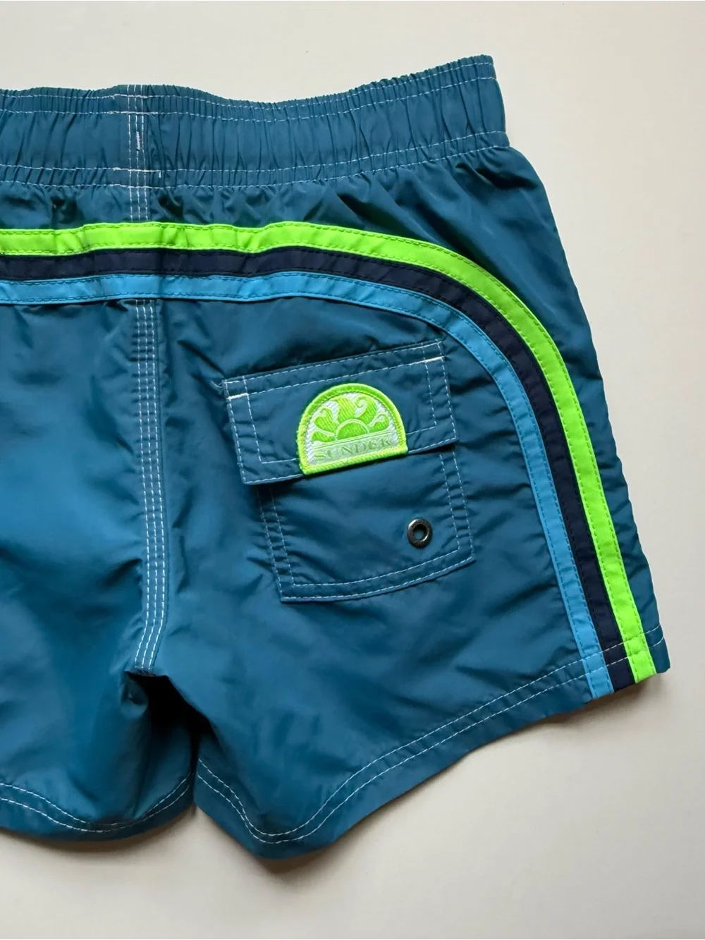 Sundek Boys Blue Swim Shorts - Short Elastic Waist Iconic Taffeta - Size 8